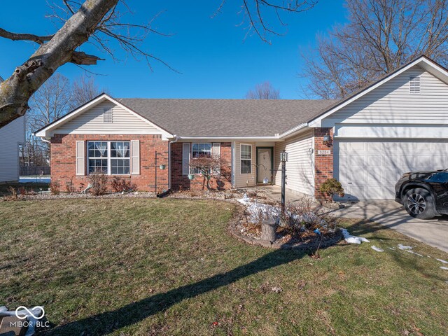 6264 Whitaker Farms Dr, Indianapolis, IN 46237 - ranch-style house with a garage and a front lawn