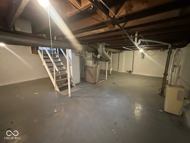 basement with heating unit