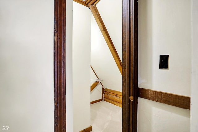 interior space featuring light colored carpet