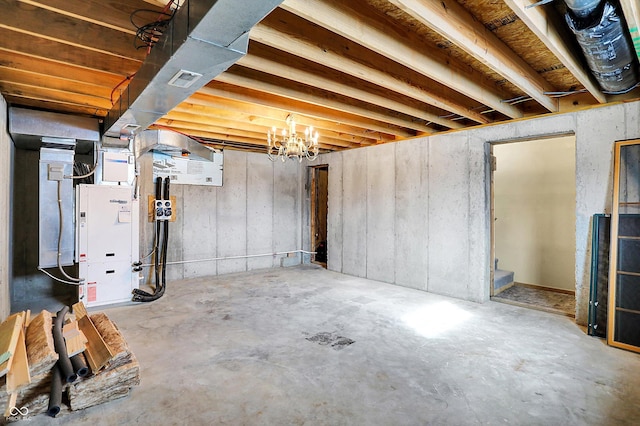 unfinished basement featuring stairs