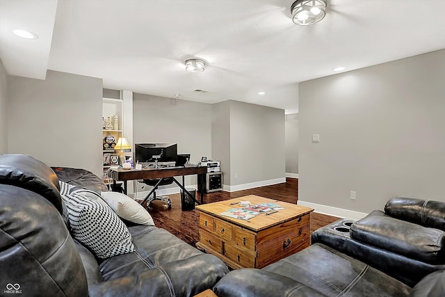 living room with hardwood / wood-style floors