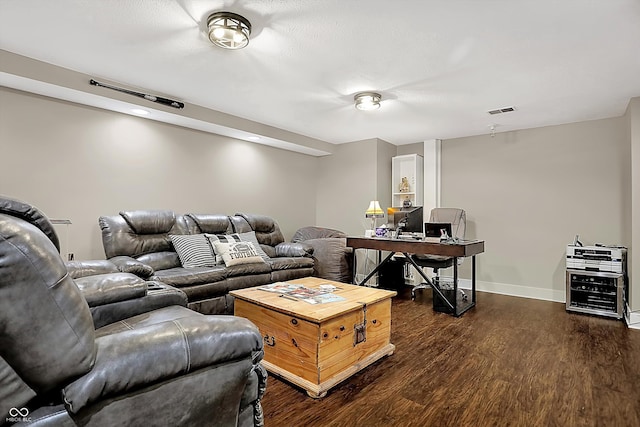 living room featuring dark hardwood / wood-style floors