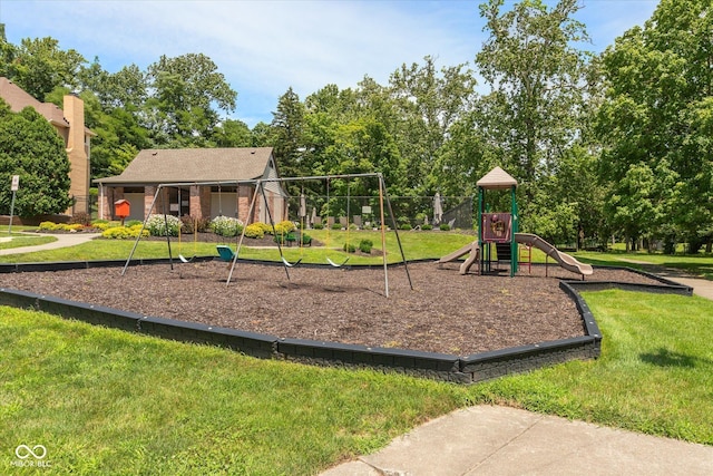 view of playground with a yard