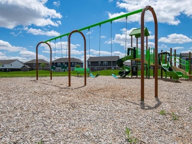 communal playground with a residential view