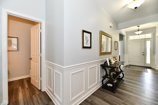 entrance foyer with dark hardwood / wood-style flooring