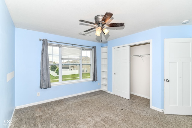 1324 Trailside Dr, Greenwood, IN 46143 - unfurnished bedroom featuring carpet, a closet, baseboards, and ceiling fan