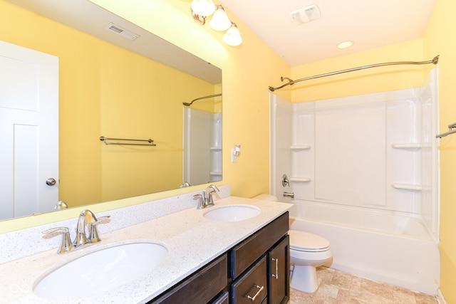 1324 Trailside Dr, Greenwood, IN 46143 - full bath with double vanity, toilet, and washtub / shower combination