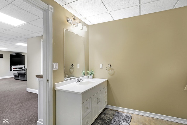 bathroom featuring vanity and a paneled ceiling