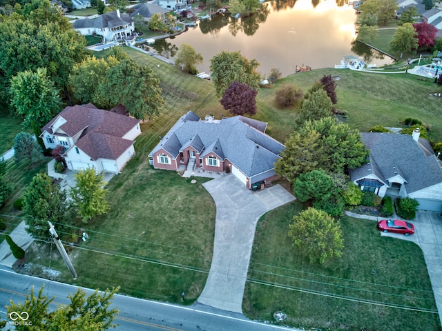 view of aerial view at dusk