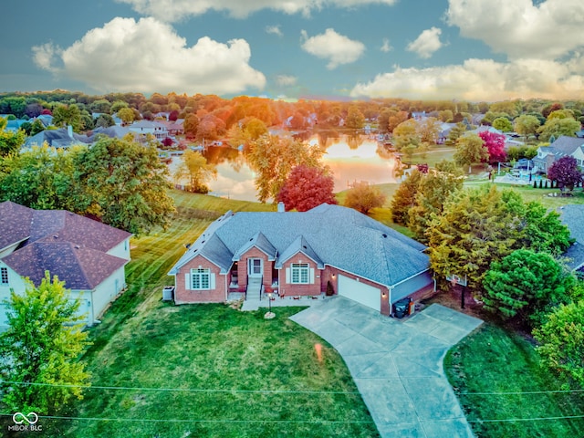 view of aerial view at dusk