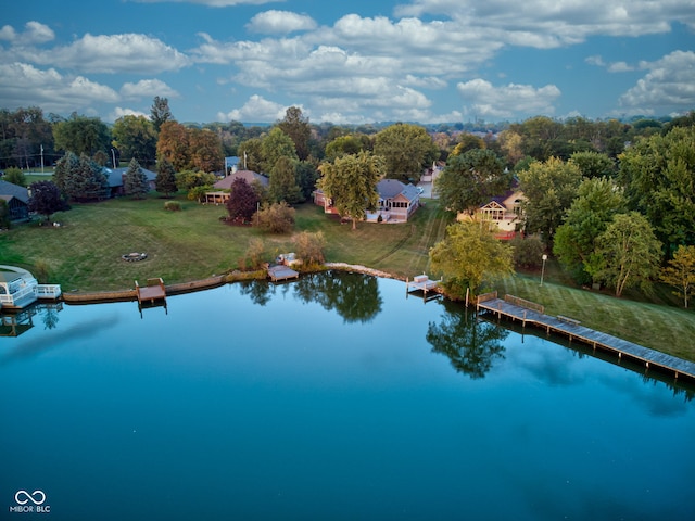 bird's eye view featuring a water view