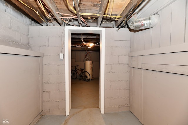 basement with water heater