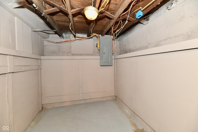 basement with electric panel