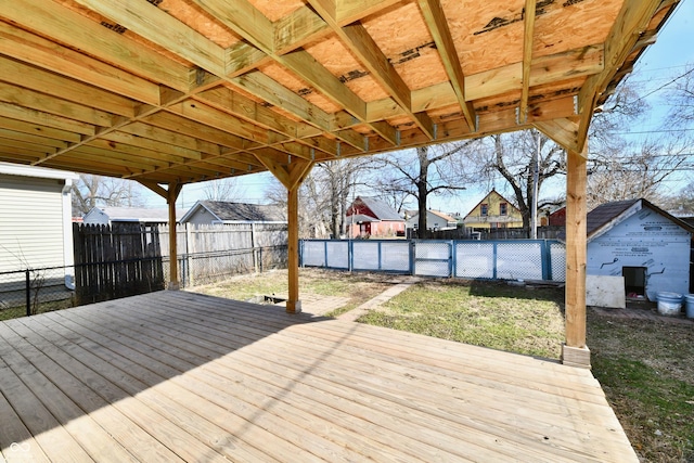 wooden terrace with a pool