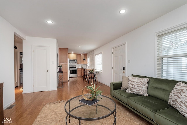 living room featuring light hardwood / wood-style floors