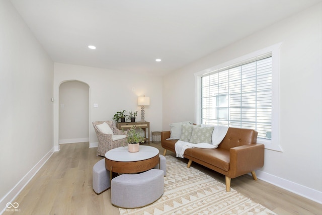 interior space with light hardwood / wood-style flooring