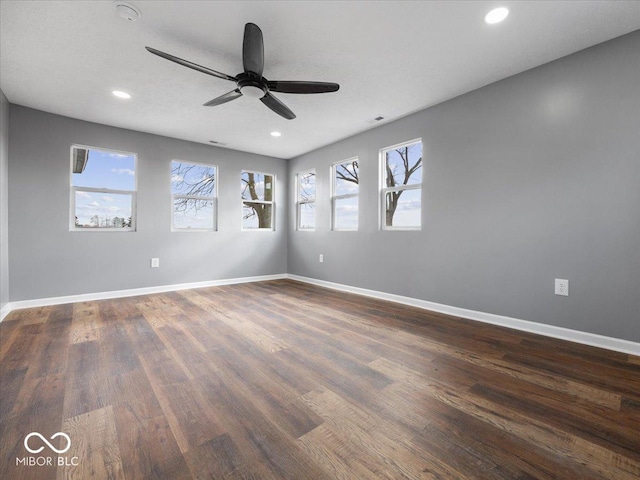 7279 W State Road 44, Shelbyville, IN 46176 - unfurnished room featuring ceiling fan and dark hardwood / wood-style flooring