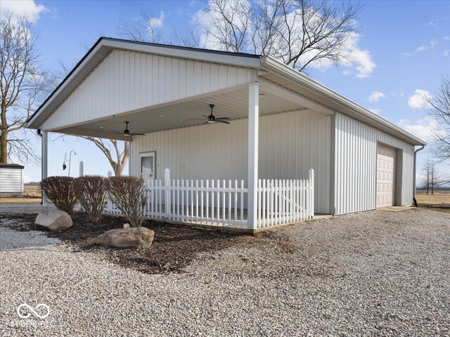 7279 W State Road 44, Shelbyville, IN 46176 - exterior space featuring a garage and ceiling fan
