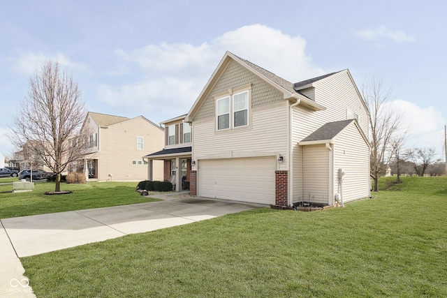 view of front facade with a garage and a front yard