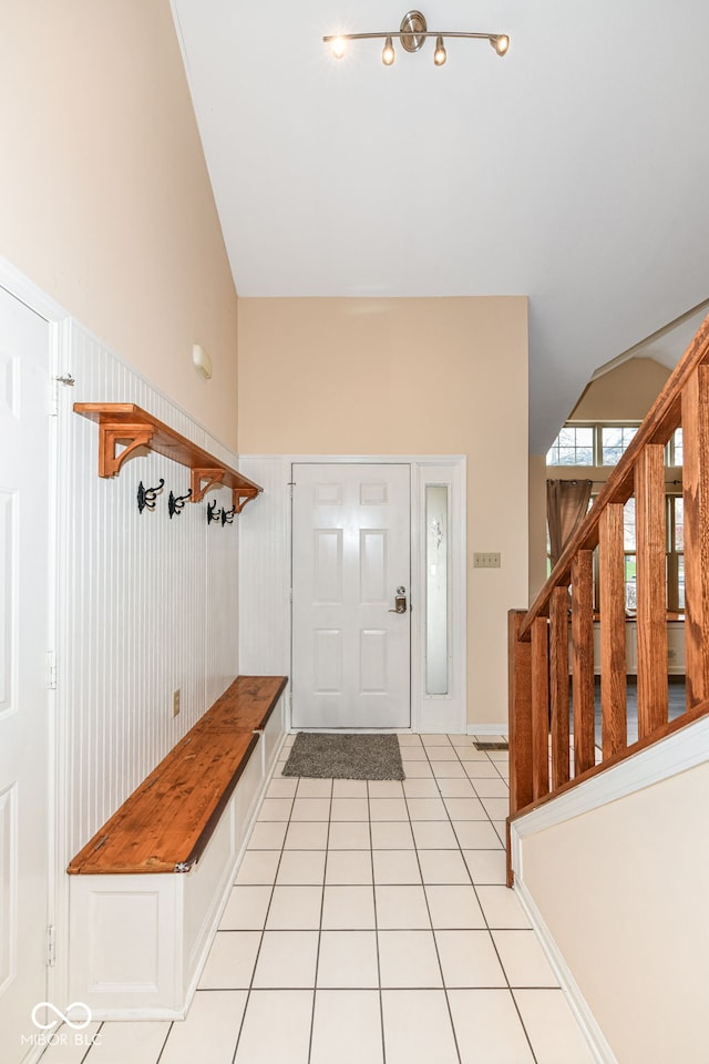 mudroom with light tile patterned floors