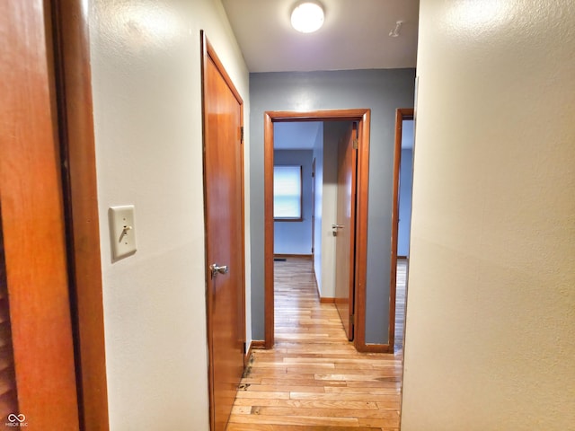 hallway with light hardwood / wood-style flooring