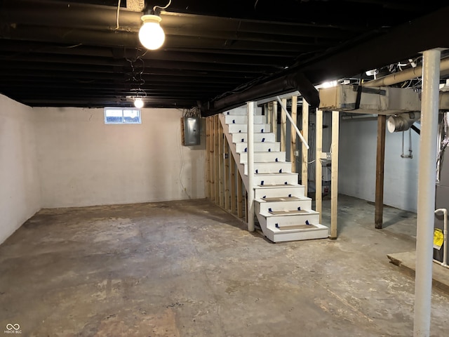 basement with electric panel