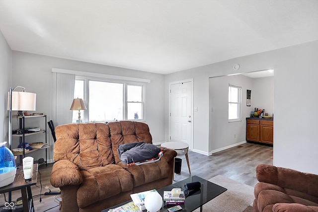 living room with light hardwood / wood-style floors