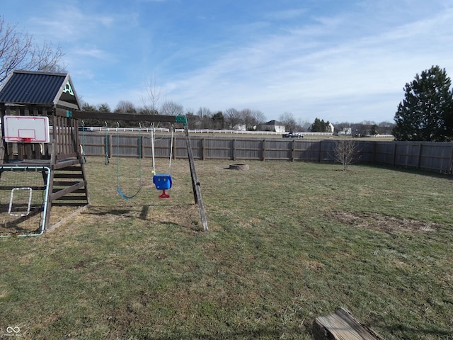 view of yard with a playground