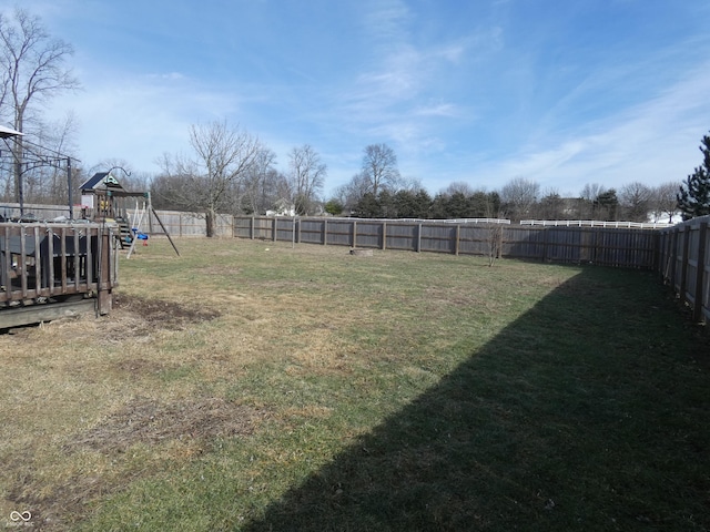 view of yard with a playground