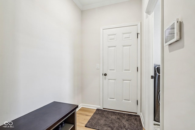 entryway with wood-type flooring