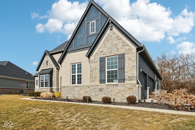 view of home's exterior featuring a yard and a garage