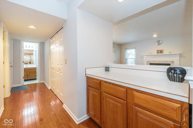 interior space with light hardwood / wood-style floors