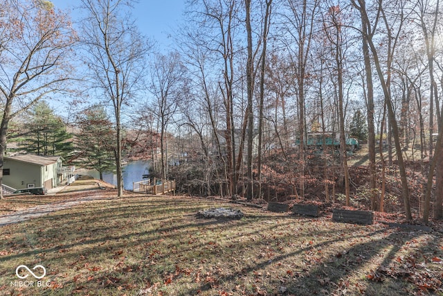 view of yard featuring a water view