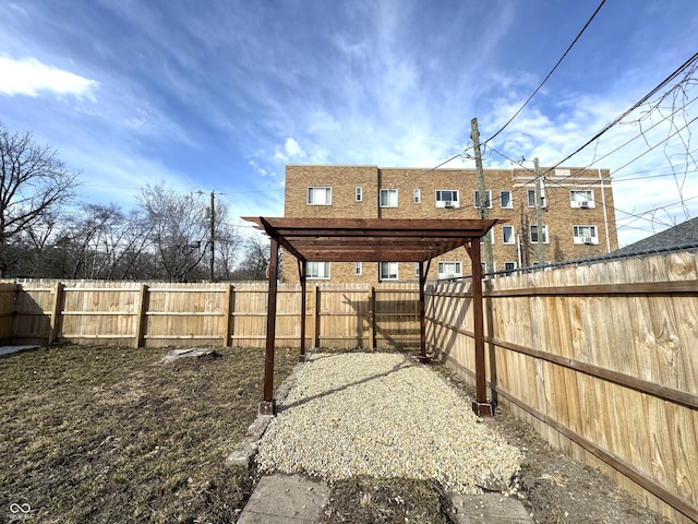 view of yard featuring a fenced backyard