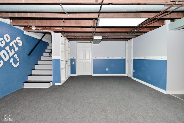 basement featuring carpet floors