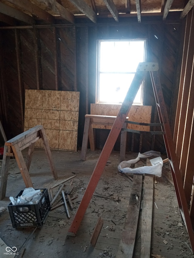 view of unfinished attic