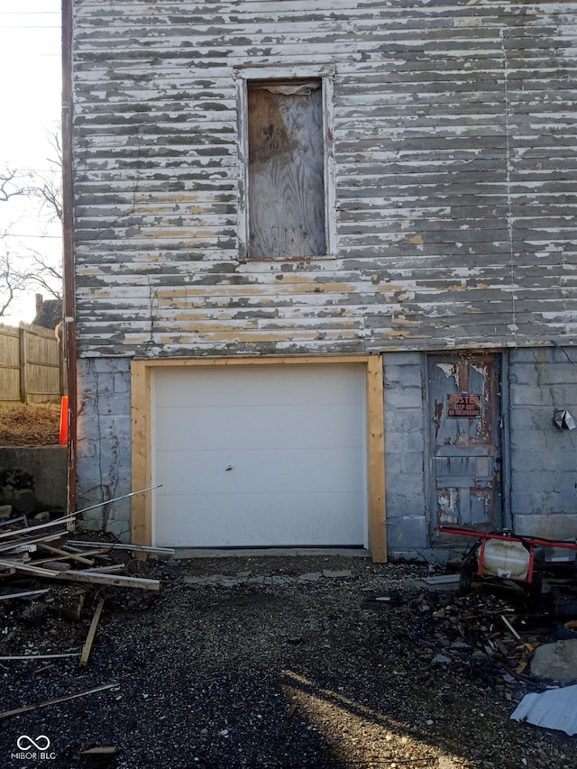 view of garage