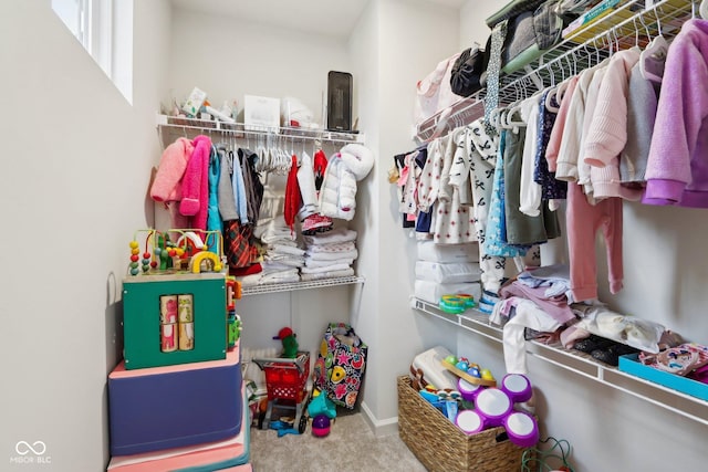 spacious closet featuring carpet floors