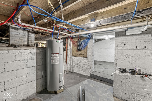 utility room with electric water heater