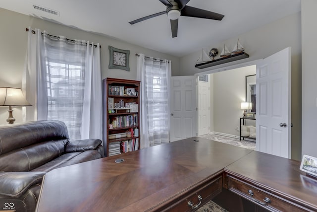 office featuring ceiling fan