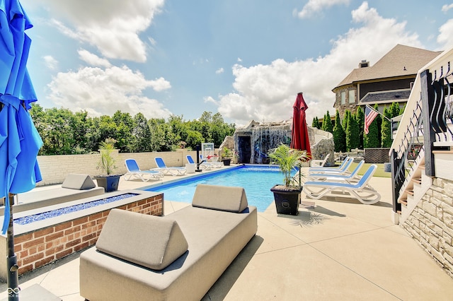 14445 Gainesway Cir, Fishers, IN 46040 - view of pool featuring an outdoor fire pit, a patio, and a fenced backyard