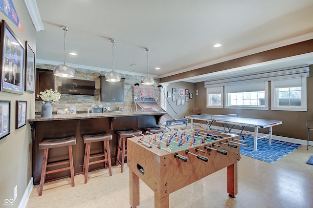 14445 Gainesway Cir, Fishers, IN 46040 - playroom with recessed lighting and crown molding
