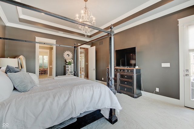14445 Gainesway Cir, Fishers, IN 46040 - carpeted bedroom featuring ornamental molding and a chandelier
