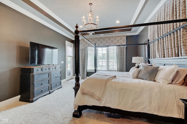 14445 Gainesway Cir, Fishers, IN 46040 - bedroom featuring a chandelier, crown molding, and carpet floors