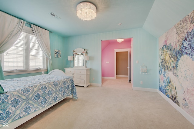 14445 Gainesway Cir, Fishers, IN 46040 - bedroom featuring carpet flooring, a chandelier, and lofted ceiling