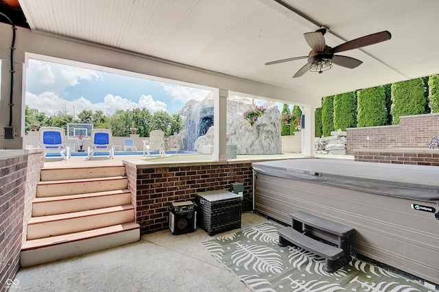 14445 Gainesway Cir, Fishers, IN 46040 - view of patio featuring a hot tub and ceiling fan