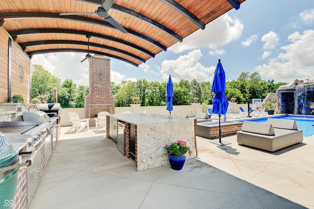 14445 Gainesway Cir, Fishers, IN 46040 - view of patio featuring an outdoor kitchen and a ceiling fan