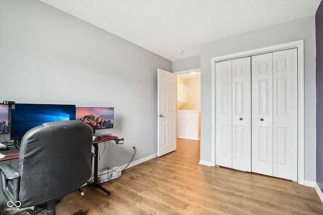 office space featuring light hardwood / wood-style floors