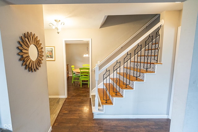 staircase featuring wood-type flooring