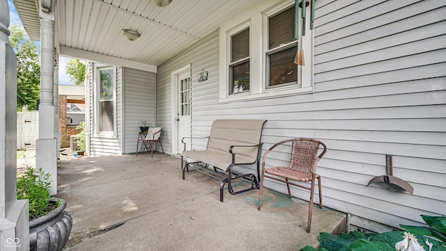 view of patio featuring a porch